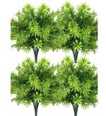 Dekorly Artificial Plants, Plastic Shrubs Faux Flowers Fake Grass Leaves Simulation Greenery Bushes Indoor Outdoor Home Garden Office Yard Verandah Wedding Decoration Planter Filler (Set Of 4)