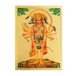Hawai Panchmukhi Hanuman Bajrang Bali Gold Plated Photo Poster for Worship Use SFDI556_NOF 5X7 INCH