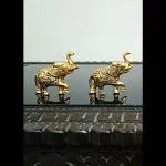 Sv traders 2 Metal Elephant for Home Decor, Show Piece, Lucky Figure, Eye catching Statue (Small