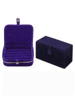atorakushon Velvet Combo Jewellery Box Ring Box Earrings Necklace Organiser For Women's Set of 2 ( Blue )