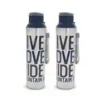 Dhara Stainless Steel Bike Breeze 700 Leak Proof Sipper Water Bottle Blue 650ml Set of 2 Pcs | Easy to Carry | Rust Proof | BPA Free | Food Grade | Light Weight Water Bottle For Kids, Men & Women