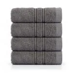 PRIME CLUB Santa Monica Face/Wash (Set of 4) Towel - Ultra Soft, Super Absorbent, Quick Dry - Graphite Grey (30 X 30 CM)
