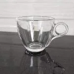 Cracker Transparent Glass Tea Cup Mug With Handle For Hot And Cold Drinks 190ml (Pack Of 6)