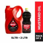 Oreal Premium Kachi Ghani Pure Mustard (Sarso) oil , for Cooking (5+2 Litre) - 7 Litre