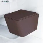 Plantex Ceramic Wall Hung Commode/Western Commode for Toilet/Commode with Soft Closing Seat - P Trap (Square-Matt Brown)