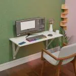 CMPAL Modern Collapsible White Rectangular Solid Engineered Wood Wall Mounted Study Table for Office (16 x 31.5 inch)