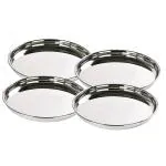 Kuber Industries Silver Stainless Steel Stainless Steel Dining Plate Set (Set Of 4)