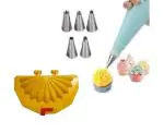 BLUE WONDER Cake Decorating 6 Pcs Nozzle with 1 Pcs Solid Plastic Gujiya and (Multicolour, Pack of 2)