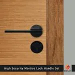 GOSAI Luxury Mortise Main Door Handles | Main Door Lock Handles Set| Mortise Door Handle Lock Set with 3 Key for Security of Home | Office | Hotel - Black Handle Set