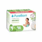 PureBorn Diapers, Master Pack - Size 4, 96 Pcs