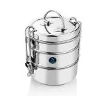 Wiaa Stainless Steel Tiffin Box | Lunchbox | Office Lunch Box | School Lunch Box Sada Tiffin with Locking Clip (3 Tier)