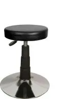 Sitwell Black Fabric Cushion Stool With Chrome Plate
