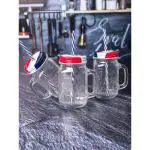 Goodhomes Glass Mason Jar with Lid & Straw (Set of 3pcs)