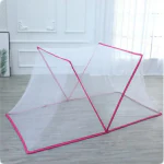 Classic Mosquito Net for Single Bed 5G Foldable Machardani Polyester Strong 30GSM mesh - Pink