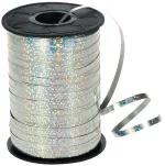 Festiko Holographic Curling Ribbon 3/16 inch by 500 yd, Metallic Silver