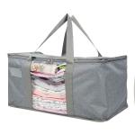 BLACKBOXES Large Capacity Storage Moving Bags Organizer for Clothing Blanket & more, Heavy Duty With Sturdy Strong Handles Zippers Clear Window (Grey, Pack of 2)