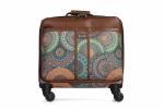 ZEBCO BAGS Women's Trolley Bag Printed Jute Travel Hard Laptop Bag Overnighter Cabin Size 4 wheels Hard Luggage Suitcase (Floral Mandala)