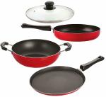 Nirlon 4 pcs of Red Non-stick Aluminium Kitchen Cookware Set
