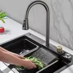 THOISEWELT Kitchen Sink Integrated Waterfall & Pull-down Faucet Tap with Nano Coating Full Set -1