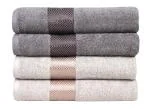 Fash Home International Grey & Beige Super Luxury Cotton Bath Towel 500 Gsm 70 x 140 cm (Pack Of 4)