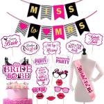 Zyozique Bridal Shower Decorations Supplies | Bachelorette Party Decorations Items - Miss To Be Banner, Photo Booth Props With Cake Topper & Sash (Pac