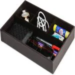 Azyeea 4 Compartments leather office desk organizer (Brown)