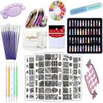Royalkart Nail Art Kit For Girls 5 Stamping Plates 6 Nail Art Buffer & Filer Set 2 Nail Art Sponge French Nail Stamper,Scraper,Finger Rest,Fimo Clay Wheel,Finger Tip Guide