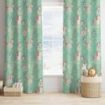 Anteria Light Green Printed Polyester Window Curtain 122x151cm Pack of 2