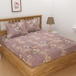 Homefab India 144 TC Microfiber Double Bedsheet with 2 Pillow Covers -Floral, Peach(Dr244)