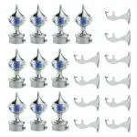 GLOXY ENTERPRISE Single Diamond Aluminium curtain brackets for curtain Designer Parda Holder with Support 1 Inch Curtains Rod Pocket Finials and Support Fittings for Door & Window(Blue, 5 Pair)