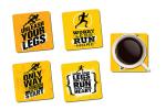 Whats Your Kick Running Worry Less Run More Quotes Printed Set of 4 Coaster With Metal Stand