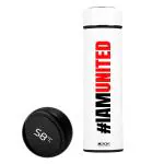 Morons White Stainless Steel I Am United Printed Led Smart Display Water Bottle Thermos, 600 Ml