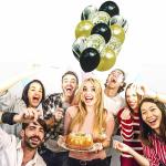 Crackles Black and Metallic Gold Latex, Marble and Confetti Decoration Balloons (Pack of 12)