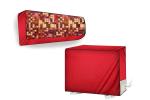 The Furnishing Tree Red No21 PVC Abstract Indoor And Outdoor AC Cover Set For 1.5 Ton Daikin FTKG50 25.4 X 92.7 Cm (Pack Of 2)