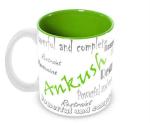 Jiya EnterpriseTuelip Green Ceramic Stylish Customize Name Ankush With Meaningful Printed Coffee Mug - 350 ML