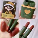 Heng Fang Red Matte and Silky Best Quality Lipstick in a Green Airpod Case Shade 5 & 6 Gift Idea