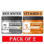 SOMWRITA Best Rice Water and Vitamin C Face Gel Combo For Skin Lightening & Tan Removal Face Gel, Natural Glowing Skin & Spotless Skin, Pimple or Darkspot remove karne vala gel Suitable For All Skin Types, For Men & Women Each 100ml (Combo Pack of 2)