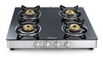 Sunflame Crystal Black Glass Top Stainless Steel Auto Ignition 4 Burner Gas Stove