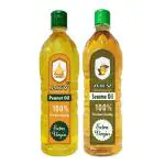 AKV Cold Pressed Oils 1 LTR Combo| Groundnut Oil| Sesame Oil| Pack Of 2