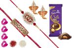Feastive Celebrations Bling Bhaiya Bhabhi Rakhi Loomba Set With Cadbury Dairy Milk Silk Mocha Caramel, Pair Of Soan, Pooja Rakhi, Kesar And Chawal (Set Of 11)