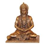 ARTVARKO Hand Painted Bronze Lord Hanuman Ji Meditation Idol - 8 inch