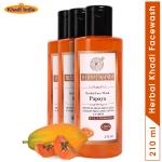 Herbal Khadi Papaya 100% Natural Herbal Face Wash Glowing Skin 630 ml (Pack of 3)