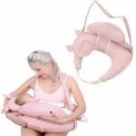 Chekido Baby Feeding Pillow Pad Adjustable Breast Feeding Nursing Maternity Pillow Newborn Carrier Back Support Pillow for Babies with Straps & Belts(Pink)