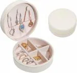 Sarvopari Mega Mall Small Jewellery Box, PU Leather Mini Portable Travel Case with Zipper