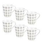 Treo by Milton Black Dot and Line Ceramic Mug Sets 210 ml Each (pack of 6)