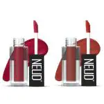 NEUD Matte Liquid Lipstick Combo - Peachy Pink and Jolly Coral With Two Lip Gloss Free