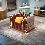 CRAFTY DUNIYA Handicraft Handmade Wooden Desk Organizer, Pen Stationery Stand with Wooden Coasters for Tea Coffee and Drink | Mobile Holder | Office Table Use | Gifting Items