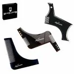 SIGNAMIO 3 Pack Combo of Beard Shaper Tool With Comb For Men, Home And Salon Use (Black) - 3- Pcs