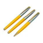 Auteur Focus Yellow Blue Ink Ball Pen (Pack Of 3)
