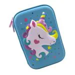 Samvardhan Cute Big Size Hardtop Pencil Case with Compartment - Kids School Supply Organizer Stationery Box Zipper Pouch (Blue, Pack of 1)